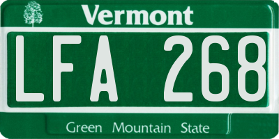 VT license plate LFA268