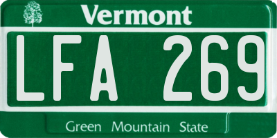 VT license plate LFA269