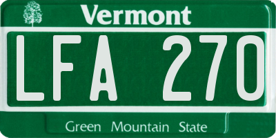 VT license plate LFA270