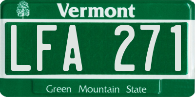 VT license plate LFA271