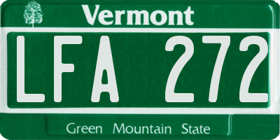 VT license plate LFA272