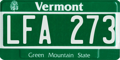 VT license plate LFA273