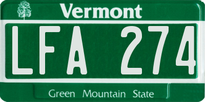 VT license plate LFA274