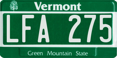 VT license plate LFA275