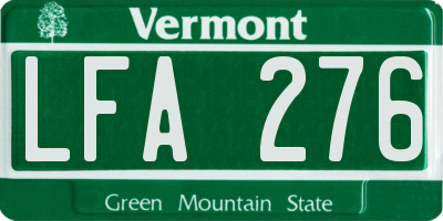 VT license plate LFA276