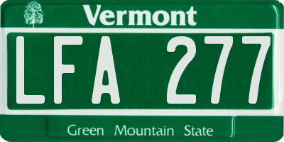 VT license plate LFA277