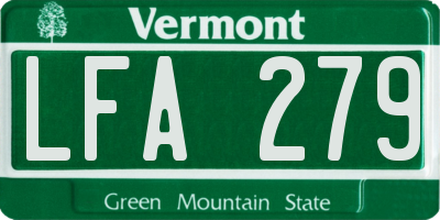 VT license plate LFA279