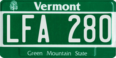 VT license plate LFA280