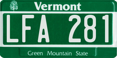 VT license plate LFA281