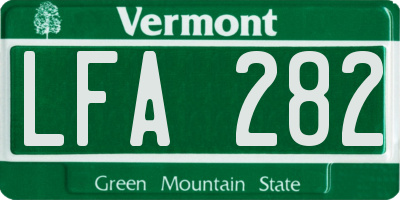 VT license plate LFA282