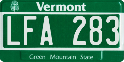 VT license plate LFA283