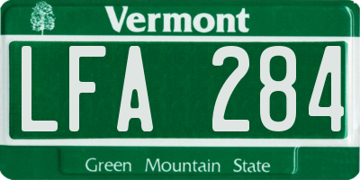 VT license plate LFA284