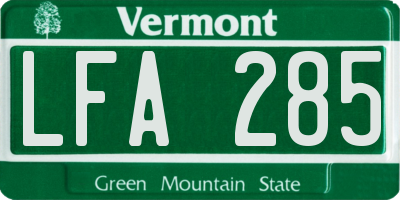 VT license plate LFA285