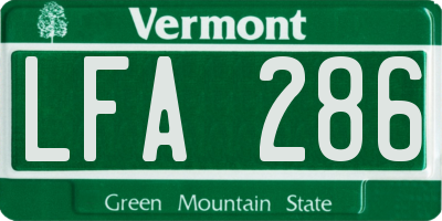 VT license plate LFA286