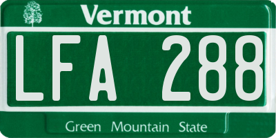 VT license plate LFA288