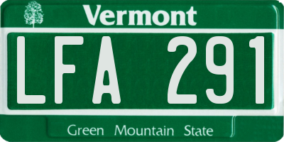 VT license plate LFA291