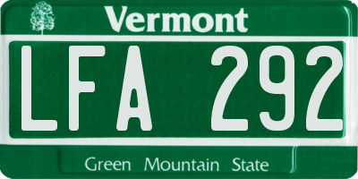 VT license plate LFA292