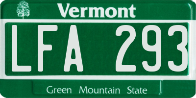 VT license plate LFA293