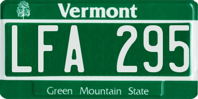 VT license plate LFA295