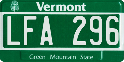 VT license plate LFA296