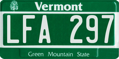 VT license plate LFA297