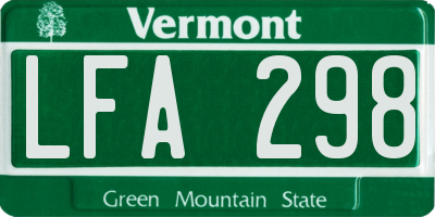 VT license plate LFA298
