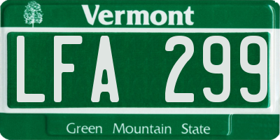 VT license plate LFA299