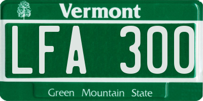 VT license plate LFA300
