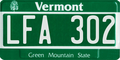 VT license plate LFA302