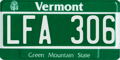 VT license plate LFA306