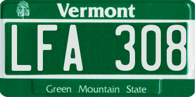 VT license plate LFA308