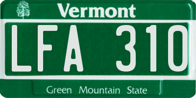 VT license plate LFA310