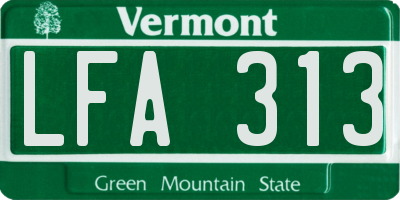 VT license plate LFA313