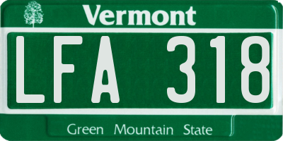 VT license plate LFA318