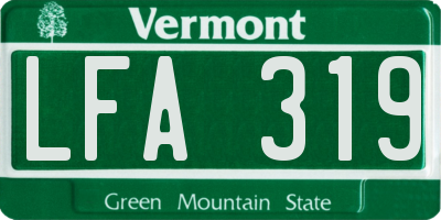 VT license plate LFA319