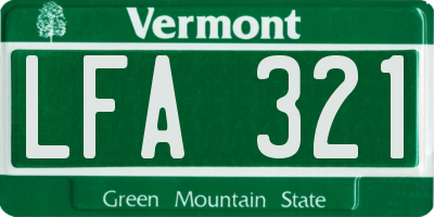 VT license plate LFA321