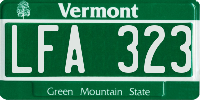 VT license plate LFA323