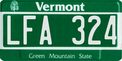 VT license plate LFA324