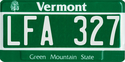 VT license plate LFA327