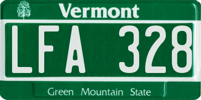 VT license plate LFA328