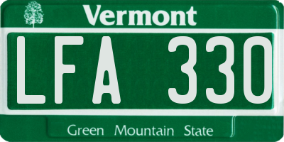 VT license plate LFA330