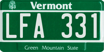 VT license plate LFA331
