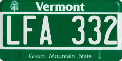 VT license plate LFA332