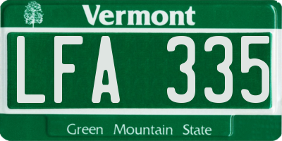 VT license plate LFA335