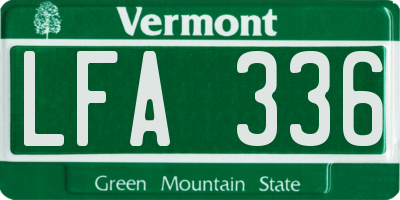 VT license plate LFA336