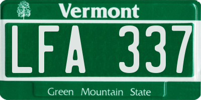 VT license plate LFA337