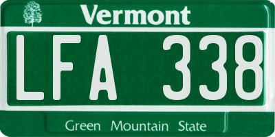 VT license plate LFA338