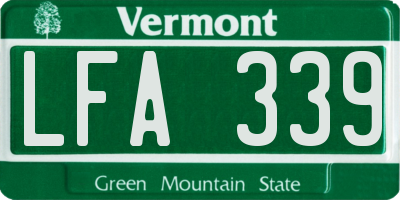VT license plate LFA339