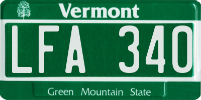 VT license plate LFA340