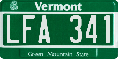 VT license plate LFA341